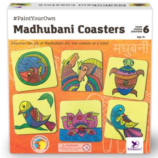Madhubani Folk Art DIY Coaster Kit – Traditional Indian Painting & Craft Set for Kids