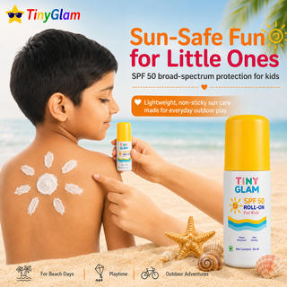 TinyGlam Kids Roll-On Sunscreen SPF 50 50 ml - Gentle Sun Care Sunscreen for Kids & Teens