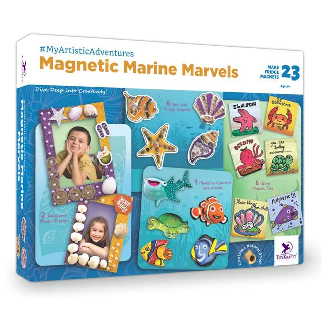 DIY Craft Kits for Kids Sand Art and Fridge Magnets Making Set, Magnetic Marine Marvels