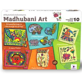 Madhubani Art & Indian Art Forms Kit - DIY Art and Craft Kit, Papier Mache Vase, Sand Art & Painting Kit, Gift for Girls & Boys Age 9-12