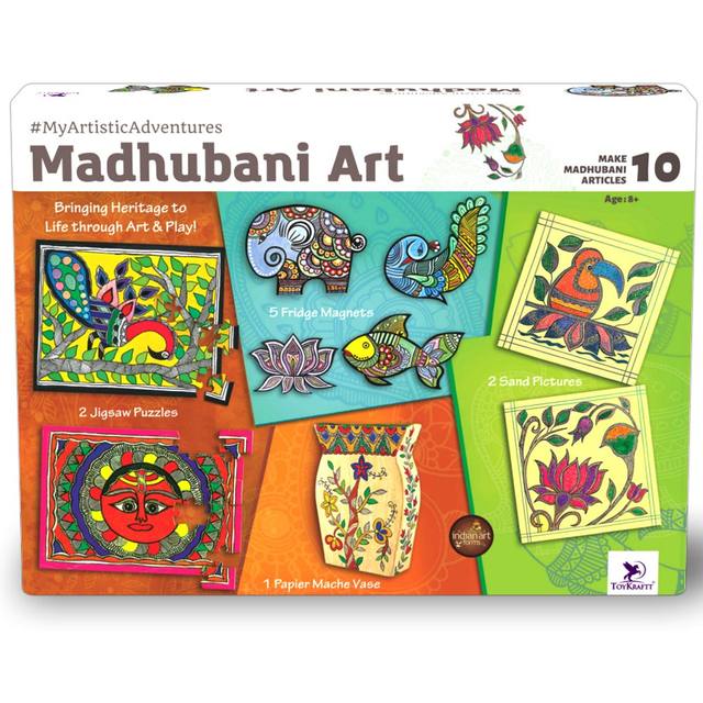 Madhubani Art & Indian Art Forms Kit - DIY Art and Craft Kit, Papier Mache Vase, Sand Art & Painting Kit, Gift for Girls & Boys Age 9-12