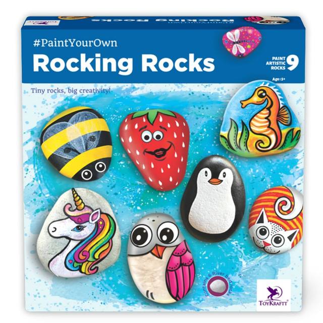 Paint Your Own Rocking Rocks – Rock Painting Kit for Boys & Girls, Art N Craft Kit, Creative Birthday Gift for Boys & Girls 6-10, Includes White Rocks, Paints & Brushes