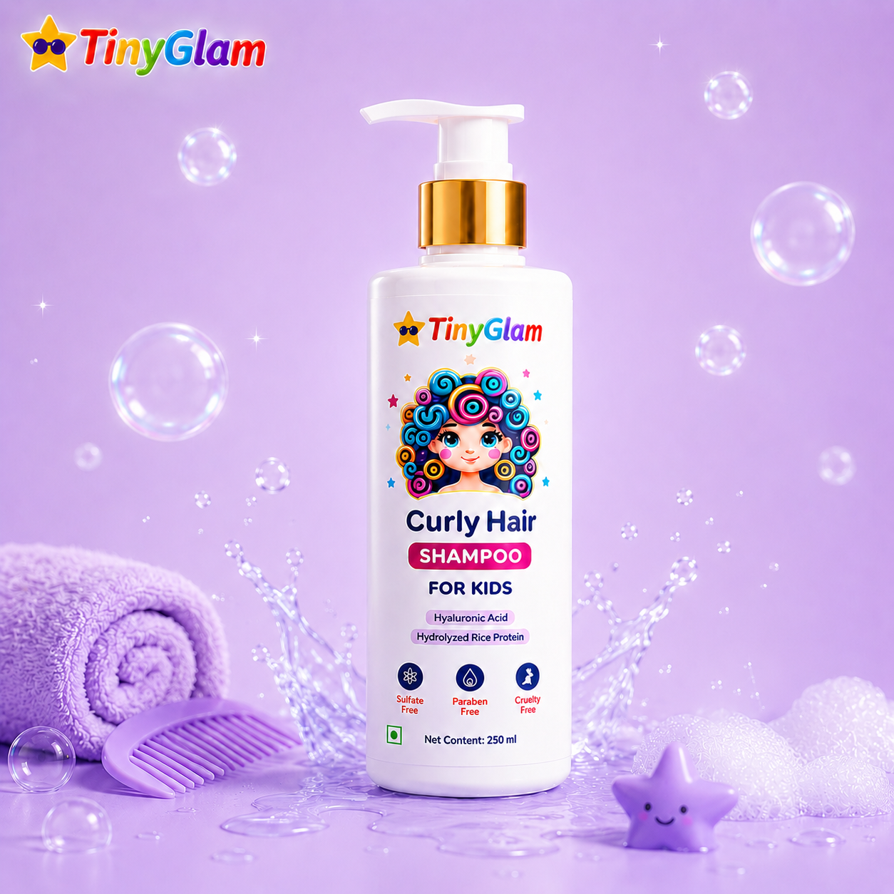 TinyGlam Curly Hair Shampoo 250 ml - Gentle Curly Hair Shampoo for Kids & Teens