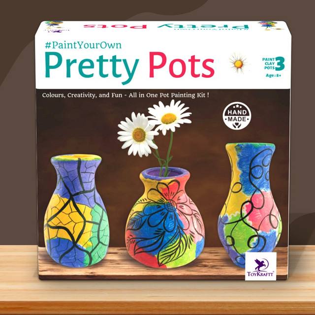 Pretty Pots DIY Pot Painting Kit, Birthday Gift Age 8-12, DIY Art & Craft Activity, Birthday Gift for Girls & Boys Age 9, 10, 11